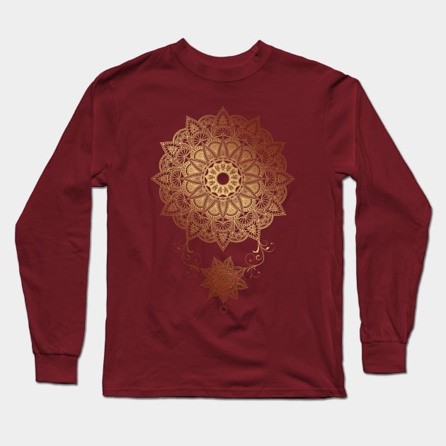 Mandala - Golden drop Long Sleeve T-Shirt by aleibanez